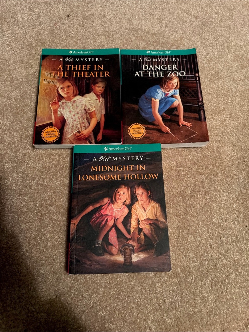 Lot of 3 American Girl "A Kit Mystery" paperback books from Kit Kittredge.